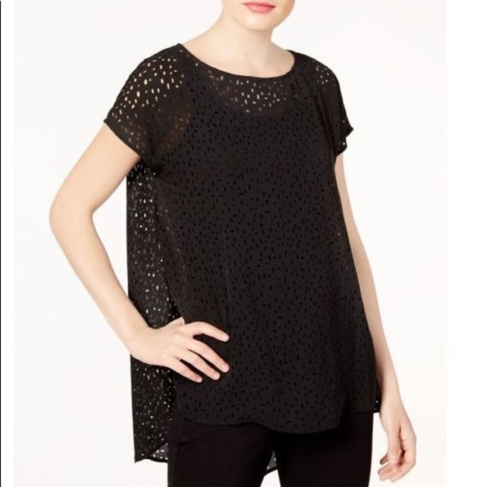 HOLD Eileen Fisher Laser Cut Confetti Sheer Silk Tunic